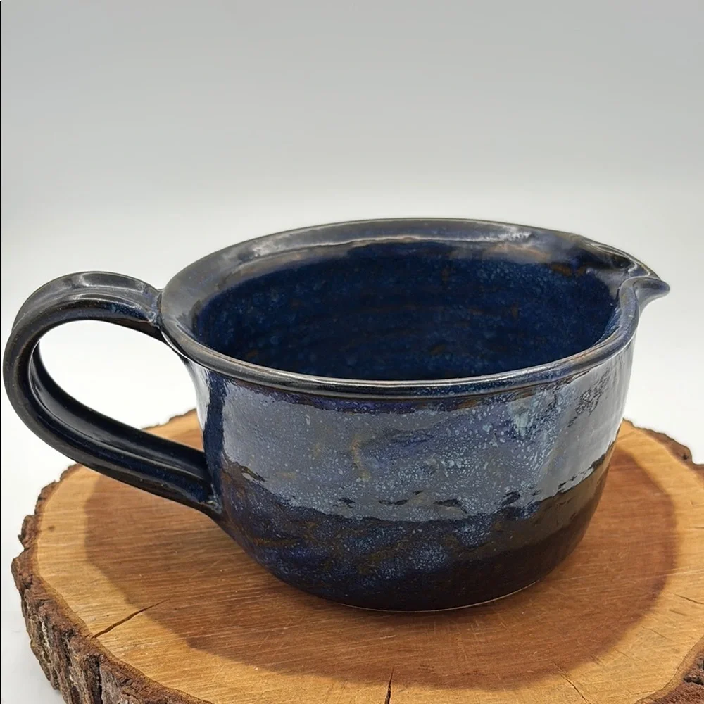 Brown Stone Studio Blue Pottery Batter‎ Bowl Signed & Dated